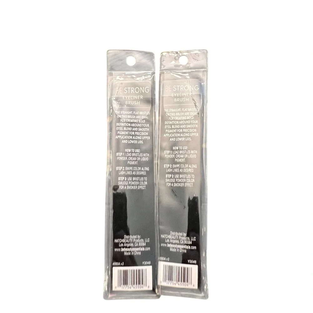 Beauty Essentials‎ Makeup Brush 2 Pc Eyeliner Black Handle NEW White Bristles
